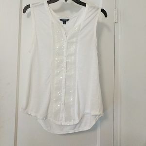 3/$25 American Eagle White Sequined Blouse